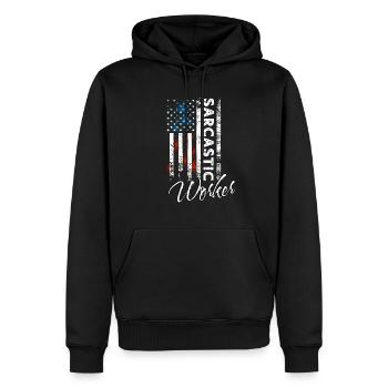 Sarkastischer Arbeiter - Männer Premium Bio Hoodie - Schwarz - Vorne - Nico (187cm)