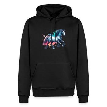 Cheval Frison Friesenpferd Pferd - Sweat à capuche Premium bio Homme - noir - Devant - Nico (187cm)