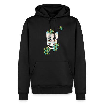 Kitsune Fuchs Geist - Männer Premium Bio Hoodie - Schwarz - Vorne - Nico (187cm)