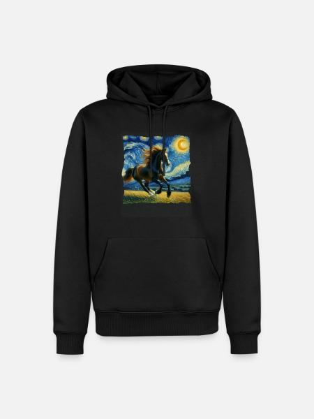 Irisches Zugpferd Starry Night - Männer Premium Bio Hoodie - Schwarz