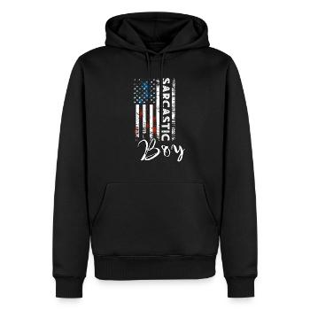 Sarkastischer Junge - Männer Premium Bio Hoodie - Schwarz - Vorne - Nico (187cm)
