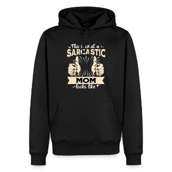 Sarcastique : Maman Sarcasme - Sweat à capuche Premium bio Homme - noir - Devant - Nico (187cm)