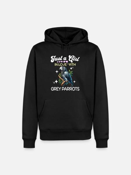 Graupapagei Mädchen Grey Parrot - Männer Premium Bio Hoodie - Schwarz