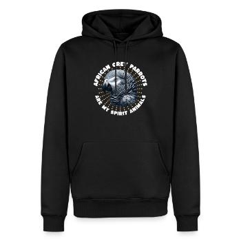 Drôle de dictons de perroquet gris - Sweat à capuche Premium bio Homme - noir - Devant - Nico (187cm)