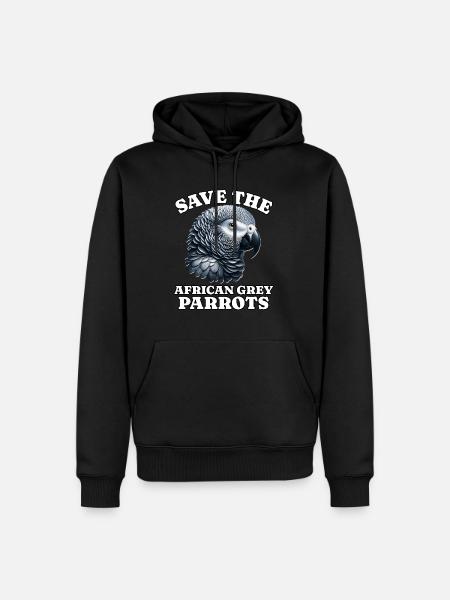 Graupapagei Save Grey Parrot - Männer Premium Bio Hoodie - Schwarz