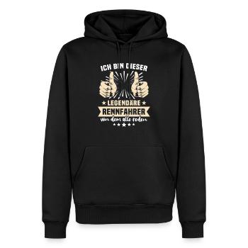 Dictons de coureur - Sweat à capuche Premium bio Homme - noir - Devant - Nico (187cm)