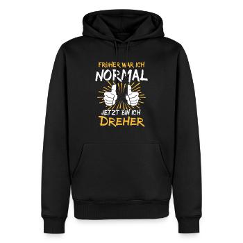 Dreher Spruch - Männer Premium Bio Hoodie - Schwarz - Vorne - Nico (187cm)