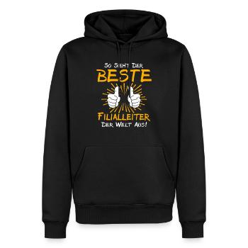 Store Manager Gift Idea - Men’s Premium Organic Hoodie - black - Front - Nico (187cm)
