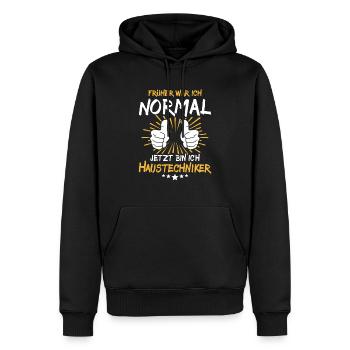 Technicien de maison disant - Sweat à capuche Premium bio Homme - noir - Devant - Nico (187cm)