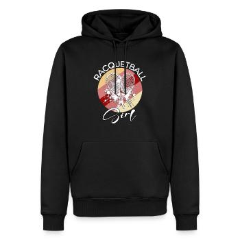 Racquetball Girl - Men’s Premium Organic Hoodie - black - Front - Nico (187cm)