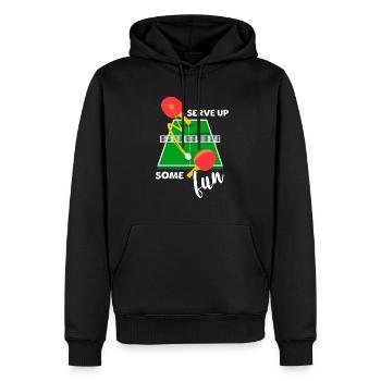 Drôle de dicton de tennis de table - Sweat à capuche Premium bio Homme - noir - Devant - Nico (187cm)