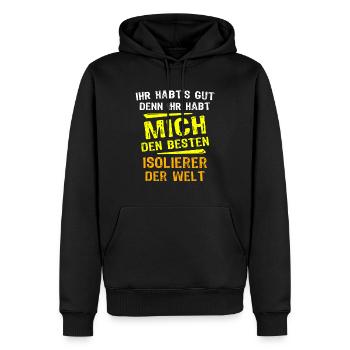 Isolierer Geschenk - Männer Premium Bio Hoodie - Schwarz - Vorne - Nico (187cm)