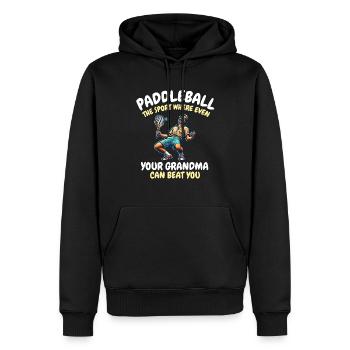 Drôle de dicton de paddleball - Sweat à capuche Premium bio Homme - noir - Devant - Nico (187cm)