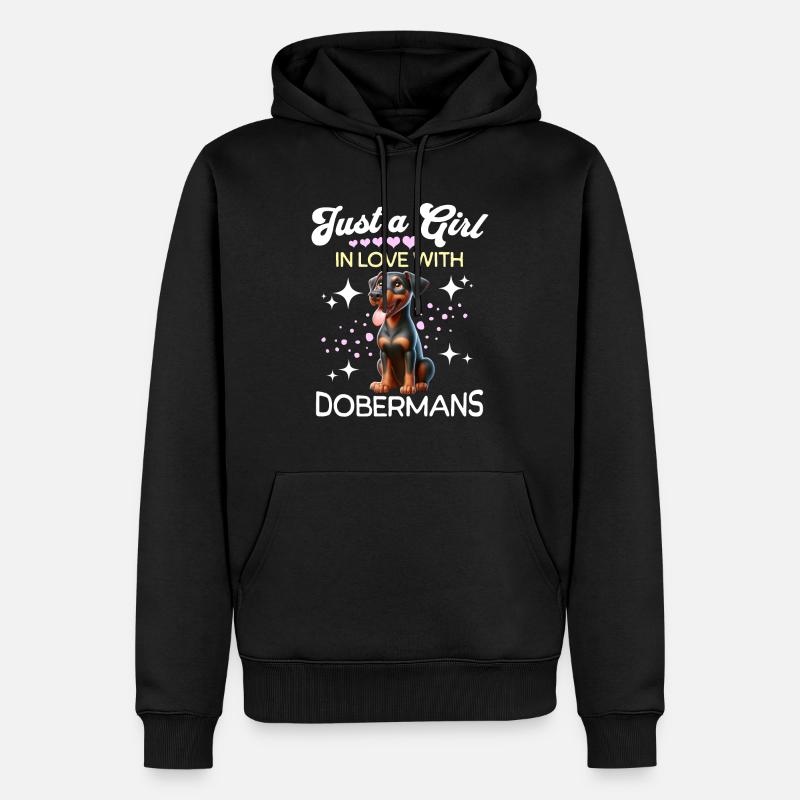 Dobermann Mädchen - Männer Premium Bio Hoodie - Schwarz