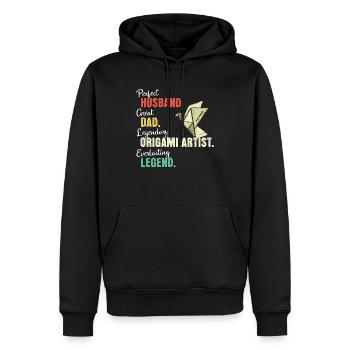 Papa origami - Sweat à capuche Premium bio Homme - noir - Devant - Nico (187cm)
