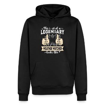 Legendary weather observer - Men’s Premium Organic Hoodie - black - Front - Nico (187cm)