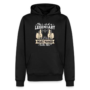 Chef de projet légendaire - Sweat à capuche Premium bio Homme - noir - Devant - Nico (187cm)