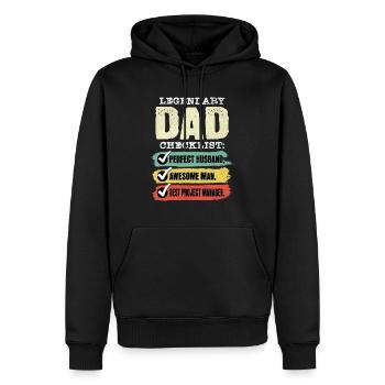 Papa Chef de Projet Fête des Pères - Sweat à capuche Premium bio Homme - noir - Devant - Nico (187cm)