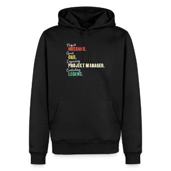 Papa chef de projet - Sweat à capuche Premium bio Homme - noir - Devant - Nico (187cm)