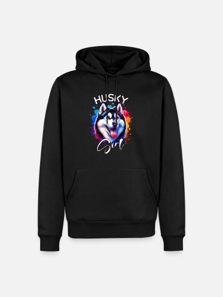 Husky Mädchen Schlittenhund - Männer Premium Bio Hoodie - Schwarz