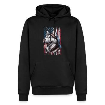 Husky US slædehund - Herre Premium økologisk hoodie - sort - Foran - Nico (187cm)