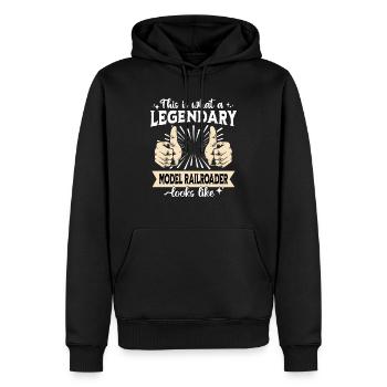 Legendärer Modelleisenbahner - Männer Premium Bio Hoodie - Schwarz - Vorne - Nico (187cm)