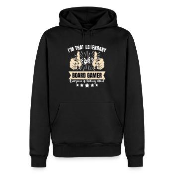 Joueur de plateau légendaire - Sweat à capuche Premium bio Homme - noir - Devant - Nico (187cm)