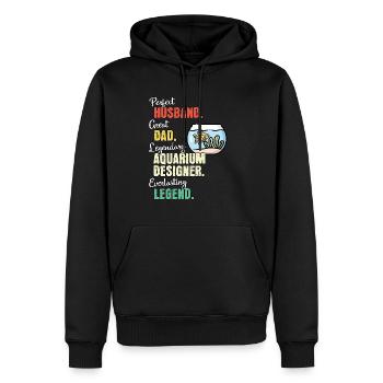 Papa concepteur d’aquarium - Sweat à capuche Premium bio Homme - noir - Devant - Nico (187cm)