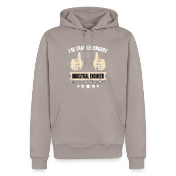 Ingénieur industriel légendaire - Sweat à capuche Premium bio Homme - taupe - Devant - Nico (187cm)