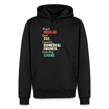 Ingénieur biomédical papa - Sweat à capuche Premium bio Homme - noir - Devant - Nico (187cm)