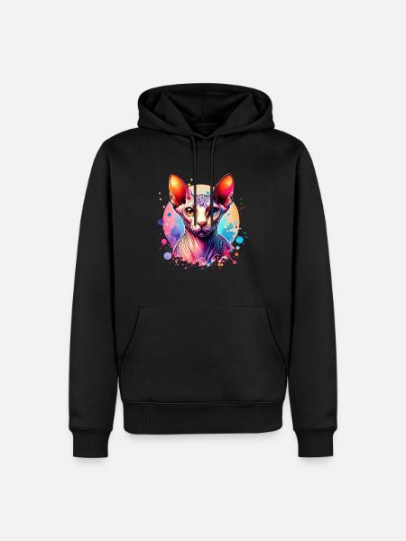 Sphynxkatze Motiv - Männer Premium Bio Hoodie - Schwarz