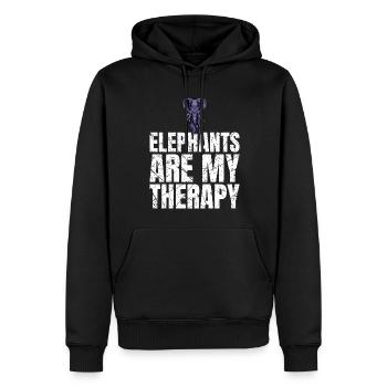 Les éléphants sont mon ami animal éléphant de thérapie - Sweat à capuche Premium bio Homme - noir - Devant - Nico (187cm)