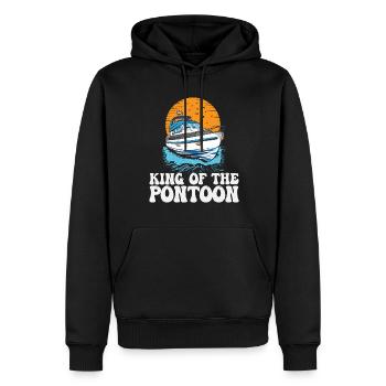 King Of The Pontoon Motorboat Captain Pontooning - Männer Premium Bio Hoodie - Schwarz - Vorne - Nico (187cm)