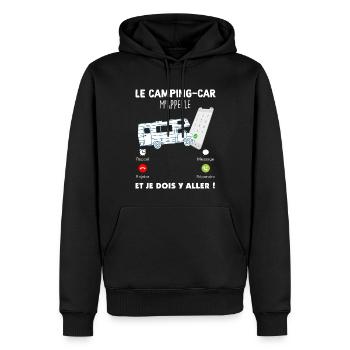 Camping-car citation drole pour papa campeur - Sweat à capuche Premium bio Homme - noir - Devant - Nico (187cm)