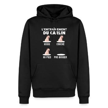 L'Entrainement Du Carlin Mon Petit Chien Mignon - Sweat à capuche Premium bio Homme - noir - Devant - Nico (187cm)