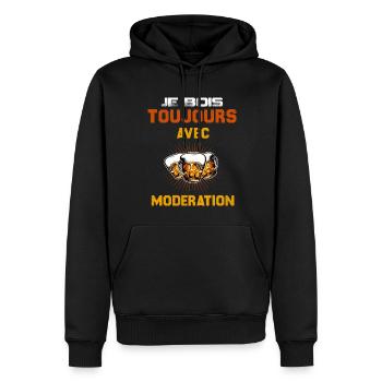 Bière Apéro Avec Modération - Sweat à capuche Premium bio Homme - noir - Devant - Nico (187cm)