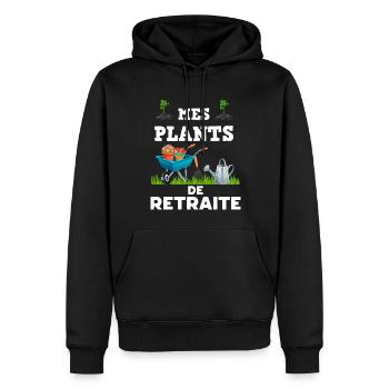 Mes plants de retraite Citation Jardinier - Sweat à capuche Premium bio Homme - noir - Devant - Nico (187cm)