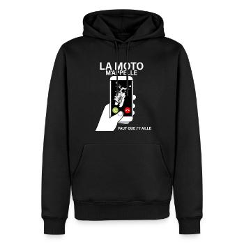 J'Aime L'Appel de la Moto Cadeau Motard - Sweat à capuche Premium bio Homme - noir - Devant - Nico (187cm)