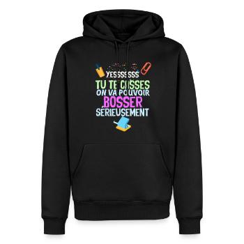 Yeeees Tu Te Casses Cadeau Départ Collègue - Sweat à capuche Premium bio Homme - noir - Devant - Nico (187cm)