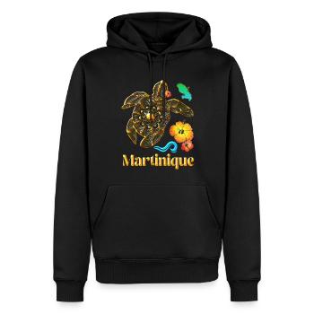 Martinique L'Ile Au Fleurs Tortue Antilles - Sweat à capuche Premium bio Homme - noir - Devant - Nico (187cm)