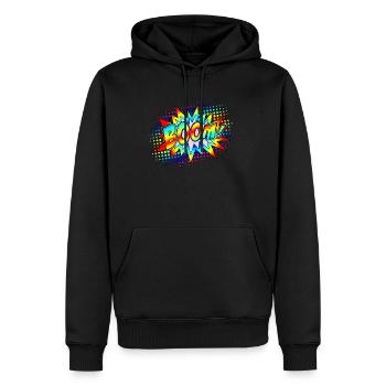 Comic Boom Explosion Sprechblase Superheld Retro - Männer Premium Bio Hoodie - Schwarz - Vorne - Nico (187cm)