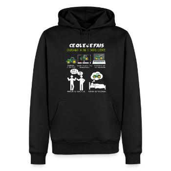Le Tracteur et mon papa agriculteur - Sweat à capuche Premium bio Homme - noir - Devant - Nico (187cm)
