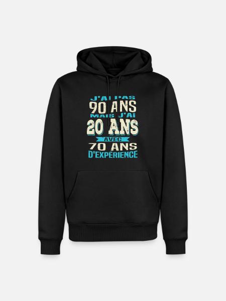 Anniversaire 90 ans - Sweat à capuche Premium bio Homme - noir