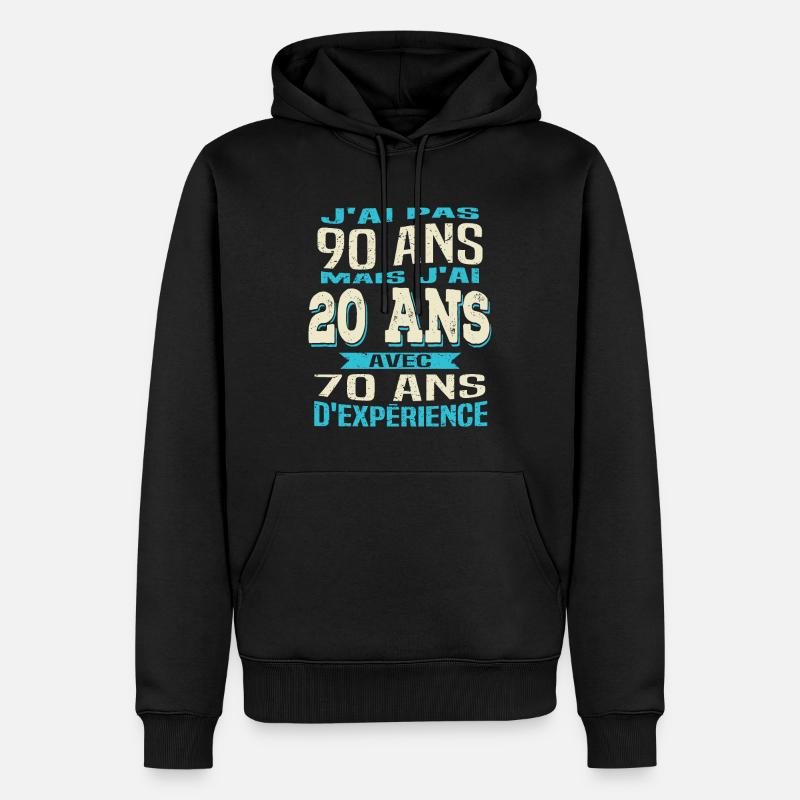 Anniversaire 90 ans - Sweat à capuche Premium bio Homme - noir