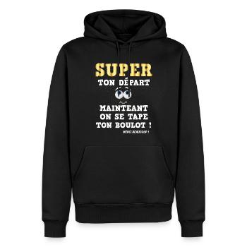 Collègue super ton départ cadeau humour - Sweat à capuche Premium bio Homme - noir - Devant - Nico (187cm)