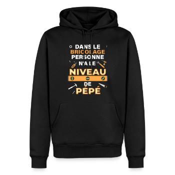 Mon Pépé Bricoleur Cadeau Drôle Grand-Père - Sweat à capuche Premium bio Homme - noir - Devant - Nico (187cm)