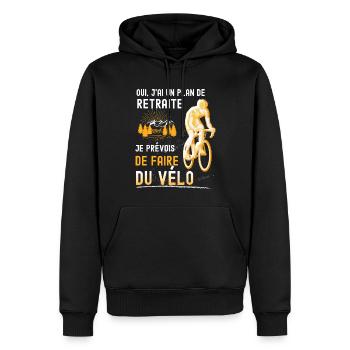 Oui J'ai Un Plan De Vélo Citation Retraite Humour - Sweat à capuche Premium bio Homme - noir - Devant - Nico (187cm)