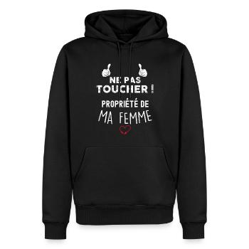 Je Suis Sa Propriété Cadeau Humour Homme - Sweat à capuche Premium bio Homme - noir - Devant - Nico (187cm)