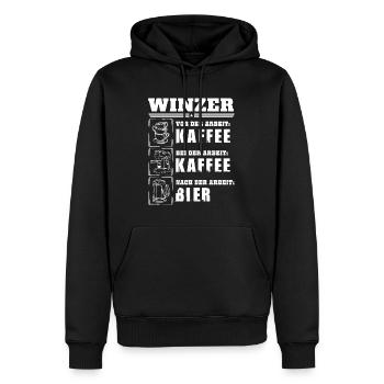 Mon quotidien de vigneron - Sweat à capuche Premium bio Homme - noir - Devant - Nico (187cm)
