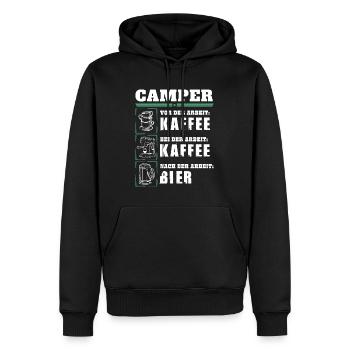 Mon quotidien de campeur - Sweat à capuche Premium bio Homme - noir - Devant - Nico (187cm)